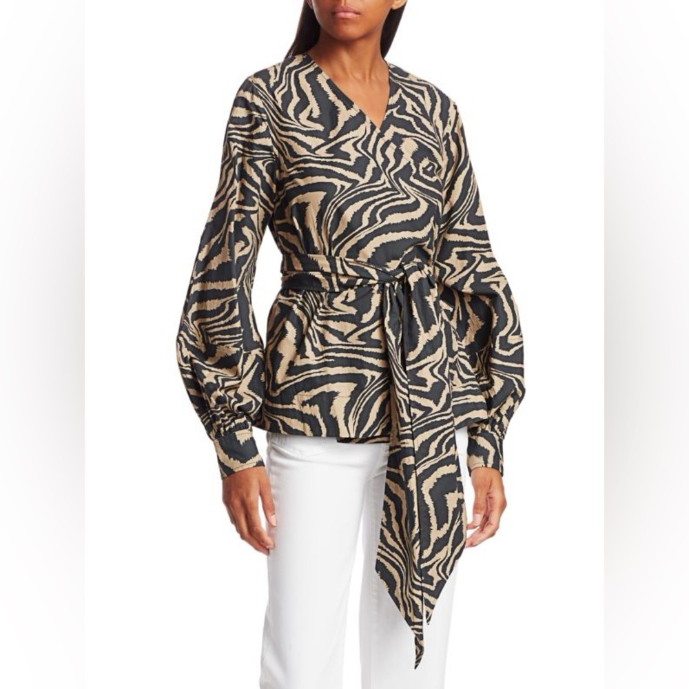 Ganni Zebra Print Wrap Top Size 8 (40)- in perfect condition doesn’t fit anymore